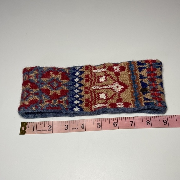 Emilime Boho Headwrap 100% Alpaca Tribal Print Red Blue - Picture 10 of 10